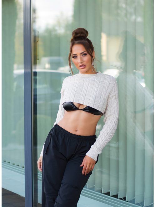 Női kötött crop felső / pulcsi